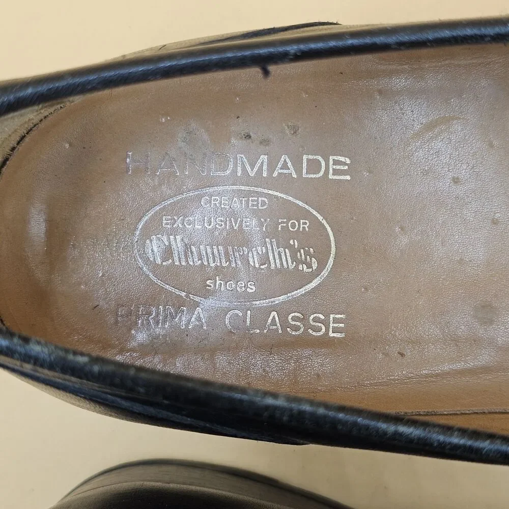 Church's Black Leather Braided Loafers Men's 9.5 M With Original Wood Shoe Trees